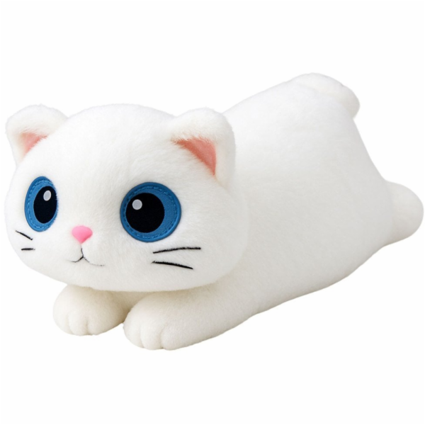 LeanToys Plyšová hračka kočka s velkýma očima bílá 45 cm