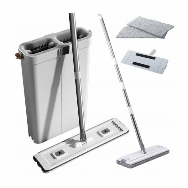 Lean Čisticí sada: Dvoukomorový kbelík, plochý mop z mikr...