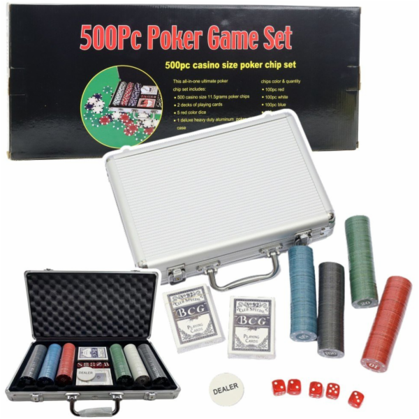 LeanToys Profesionální pokerová sada, hliníkové pouzdro, ...