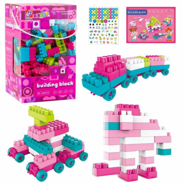 LeanToys Prostorové stavební kostky pastelově růžové 360 ...