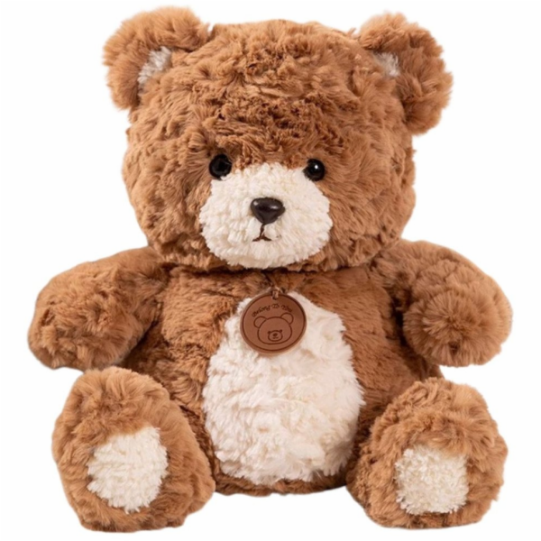 LeanToys Plyšový medvídek s medailonem, hnědý, 25 cm