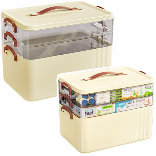 Lean Organizér na léky Box, prostorný, třípatrový, domácí...