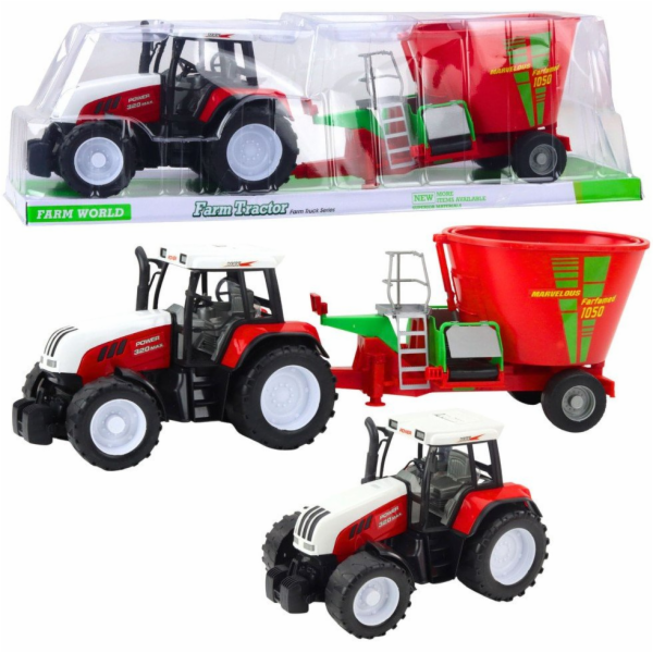 LeanToys VELKÝ ZEMĚDĚLSKÝ TRAKTOR 60 CM PŘÍVĚS S KRMIVEM,...