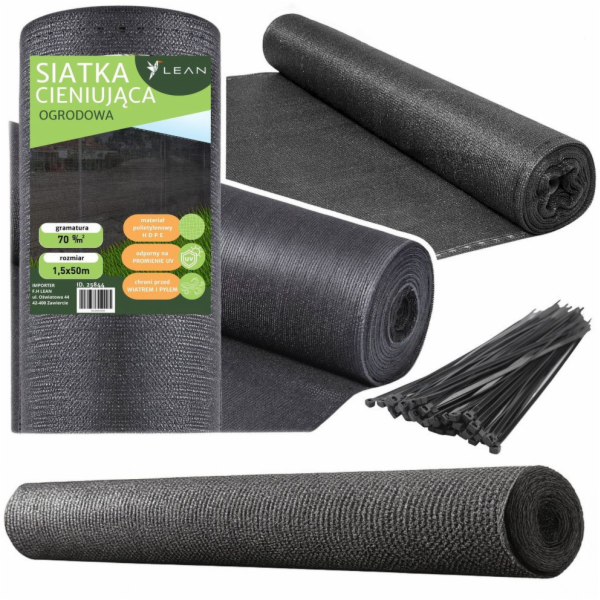 Lean Stínící síť na plot, maskovací plot, šedá 1,5 m 50 m...