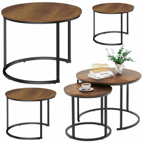 Lean Sada 3 kulatých konferenčních stolků v vintage stylu...