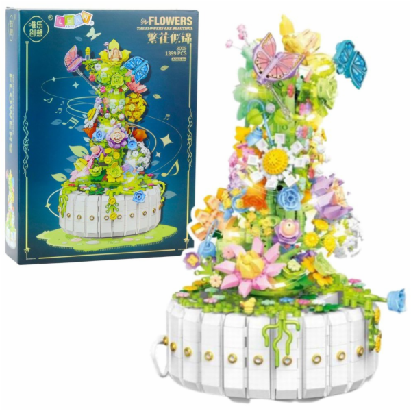 LeanToys Stavební kostky Květinová kompozice s motýly LED...