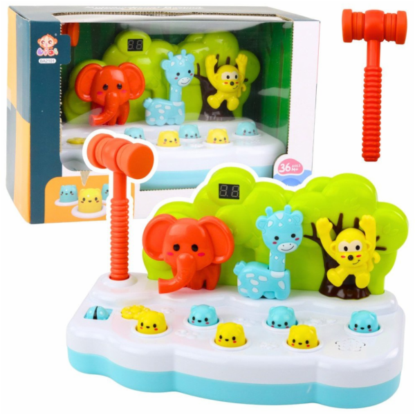 LeanToys Zvířecí hra s kladivem a kladivem - Barevné hrač...