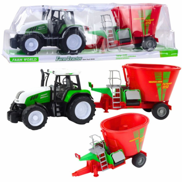 LeanToys Zelený zemědělský traktor LEAN Toys s přívěsem a...