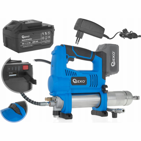 Geko Akumulátorový mazací lis Li-ion 18V – pouzdro + nabí...