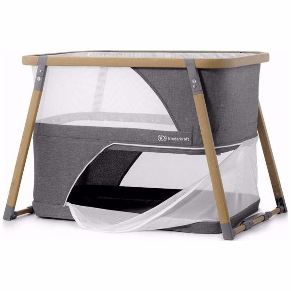 KinderKraft Cestovní postýlka s funkcí ohrádky SOFI šedá
