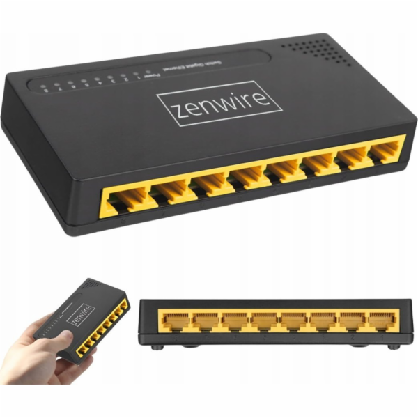 Zenwire 8portový gigabitový ethernetový switch, rozbočova...
