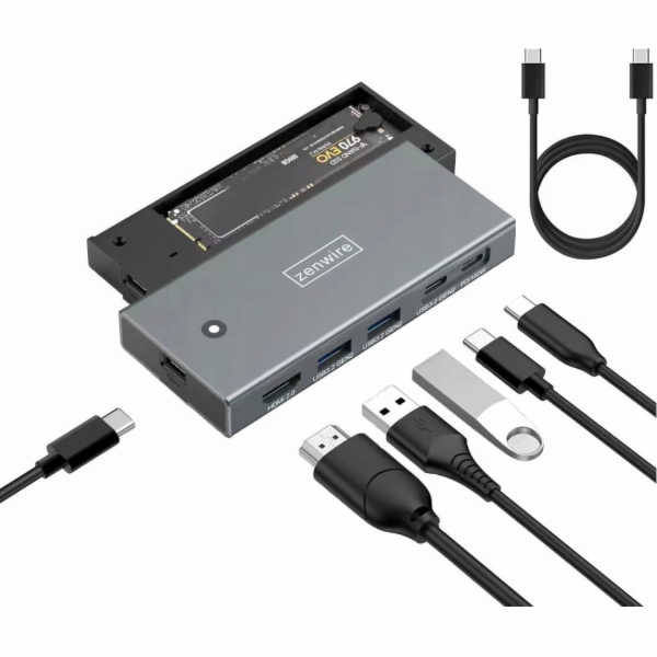 Zenwire USB HUB HUB Krabička pro SSD M2 NVME PCIe SATA NG...