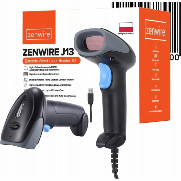 Zenwire Stacionární laserová čtečka čárových kódů kabelov...