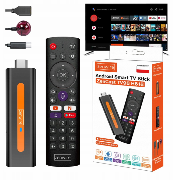 Retoo Přehrávač médií Android 14 Smart TV Stick Box WiFi ...