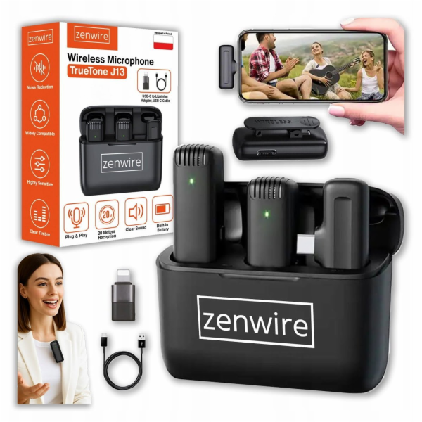 Zenwire Bezdrátový USB-C Bluetooth kondenzátorový mikrofo...