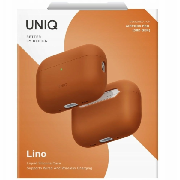 Uniq Lino - silikonový kryt pro AirPods Pro 3 oranžový