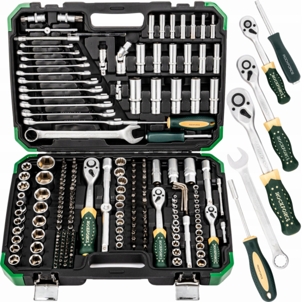 Rockforce Sada nářadí 216+6dílná 1/4, 3/8, 1/2 (8-22 mm)