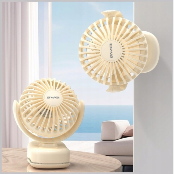 Awei Mini USB stolní ventilátor F45 s klipem 1200mAh bílý