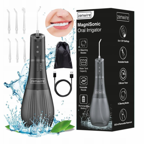 Zenwire Přenosný bezdrátový zubní irigátor pro zuby v úst...