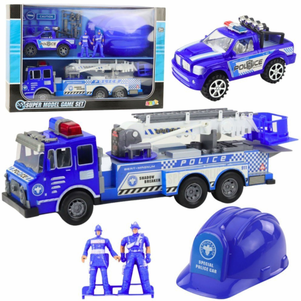 LeanToys Sada velkých figurek policejních aut s přilbou p...