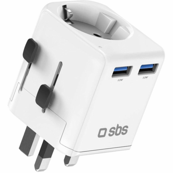 NoName Univerzální cestovní adaptér - EU 2xUSB-A - bílý