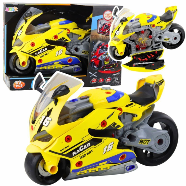 LeanToys 2 v 1 DIY dílenská světla zvuky kouř motocykl žl...