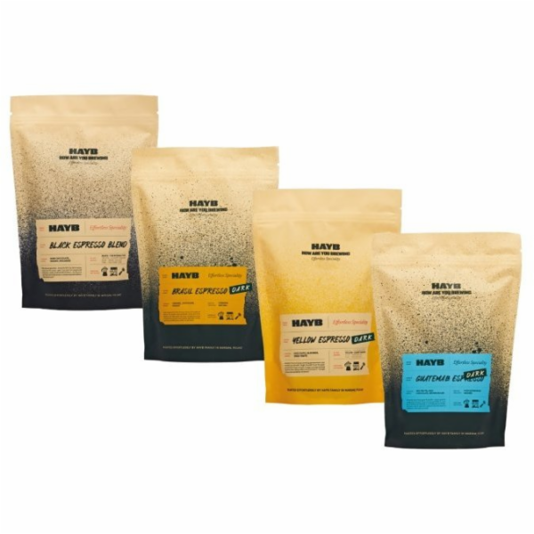 HAYB Mletá káva DARK Espresso Starter Pack 4x250g