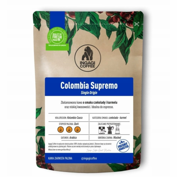 Ingagi Kávová zrna Colombia Supremo kávová zrna 1kg
