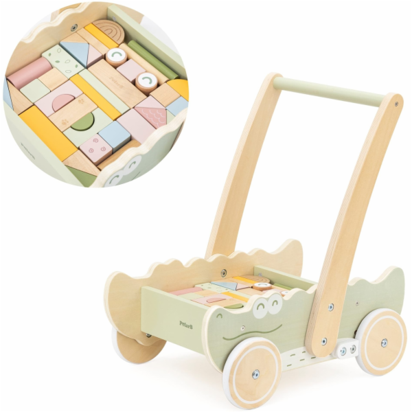 Ecotoys Dřevěný posuvný vozík Viga