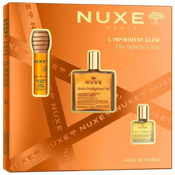 Nuxe The Infinite Glow sada medový olej na rty 10ml + suc...