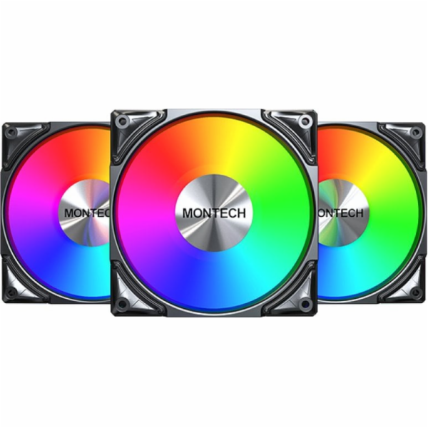 Montech Metal Pro 12 ARGB PWM sada černých 120mm ventilát...