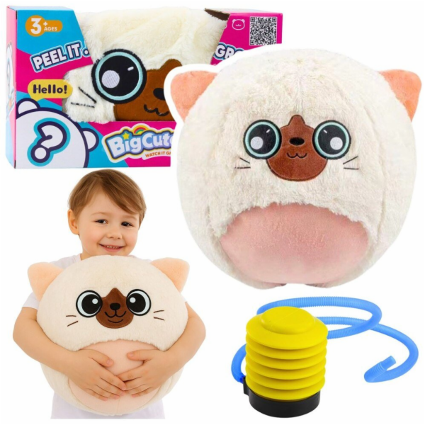 LeanToys Rostoucí plyšový skákací míč bílý pro koťata, pu...