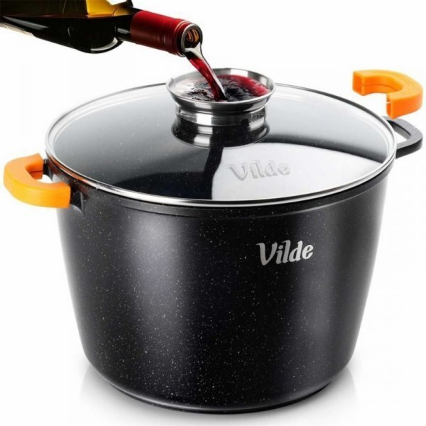 Vilde VYSOKÝ ŽULOVÝ HRNEC 9,7 L 28 CM S VÍČKEM S AROMATIZ...