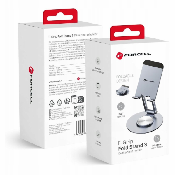 ForCell Skládací stojan F-GRIP 3, 360°, šedý, stůl