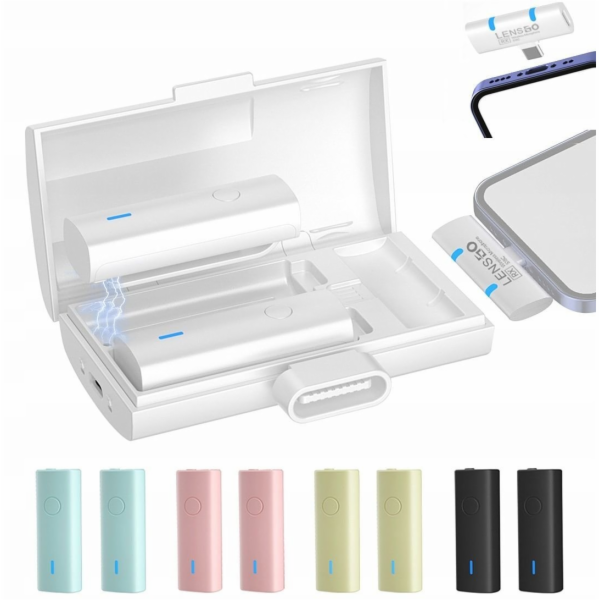 LensGo Bezdrátová nabíječka 2x s mikrofonem / 518c Type-C