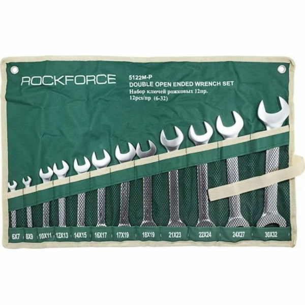 Rockforce Sada 12dílných otevřených klíčů (6-32 mm) na pl...