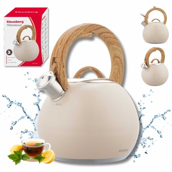 Klausberg Ocelová konvice s pískačkou 3l KB-7956 matně bé...