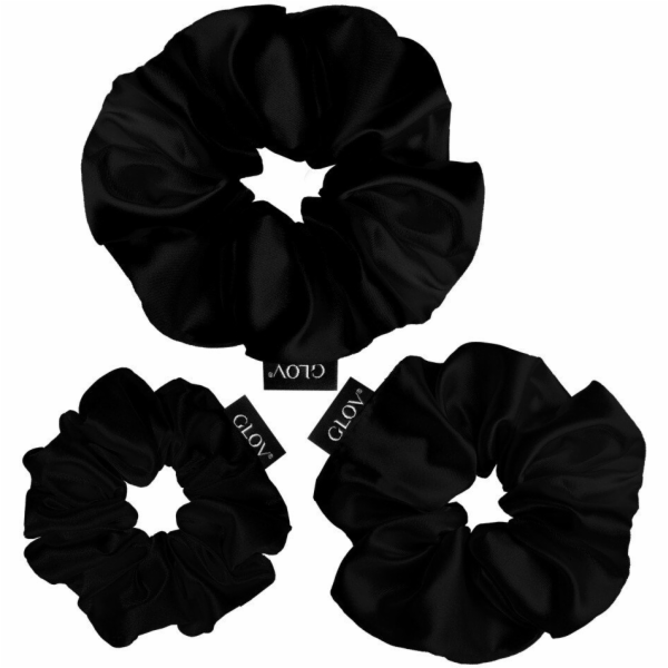 Glov Čelenky Saténové Scrunchies S/M/L Černé 3 ks