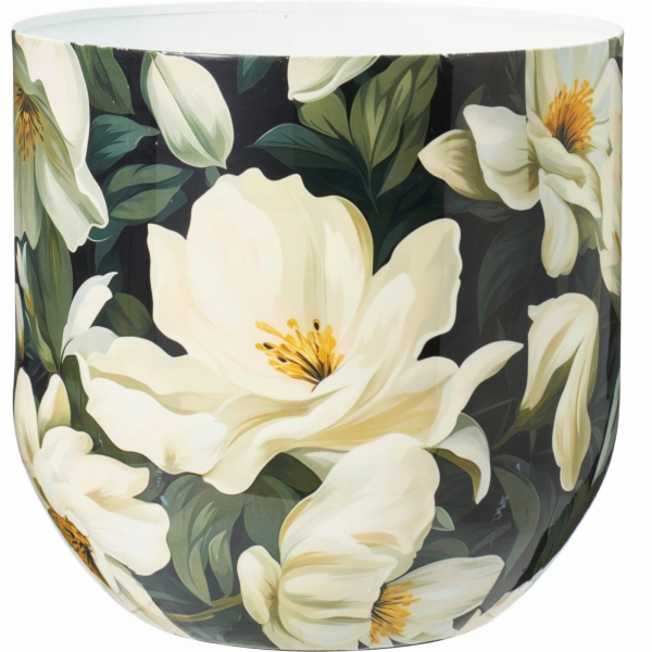 Koopman Dekorativní kovový kryt s květinami, malý, 21 cm,...