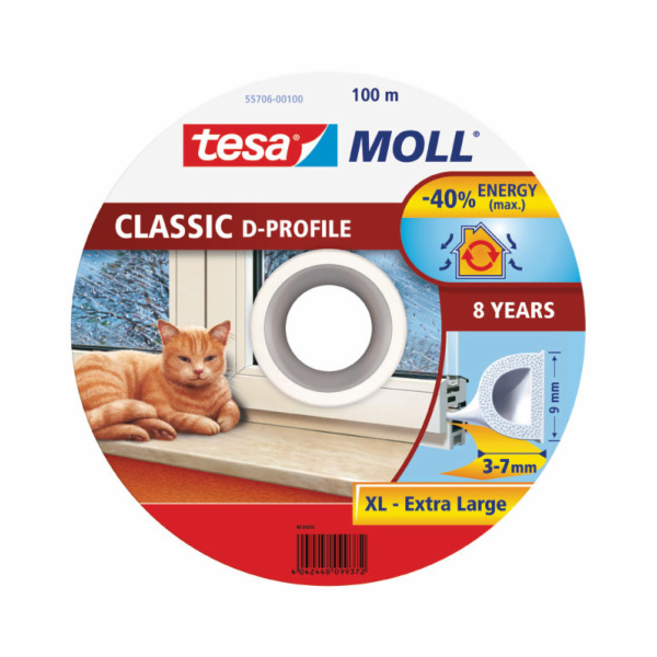 Tesa gumové těsnění 9mm D-profil bílé 100m (5570600)