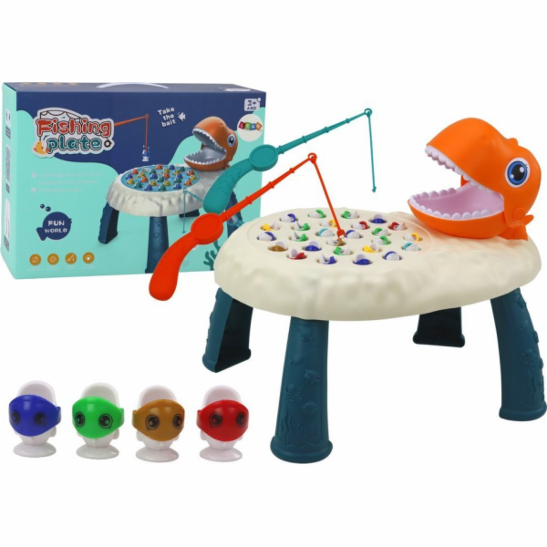 LeanToys Stůl Rybářská dovednostní hra Dinosaurus Oranžový