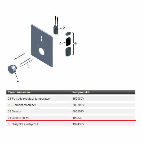 Oras Sprchová baterie Lithiová baterie pro sprchovou bate...