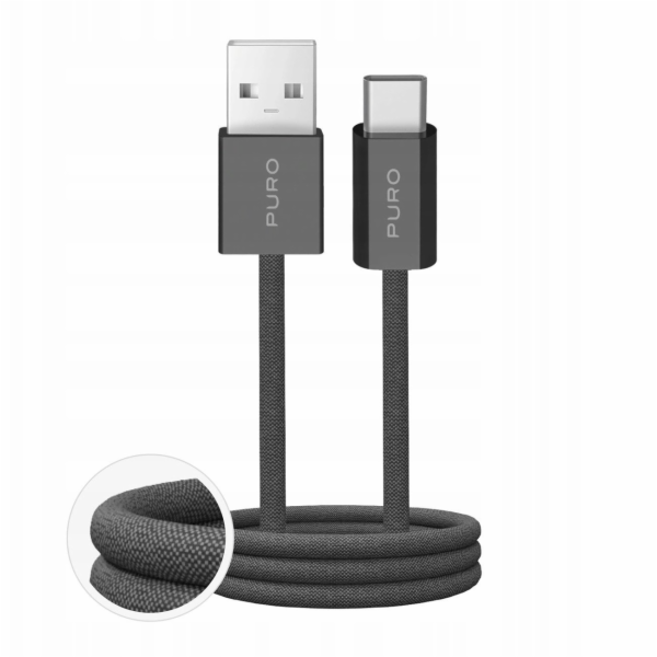 Puro Kabel USB-A - USB-C 1,5 m černý (8018417498787)