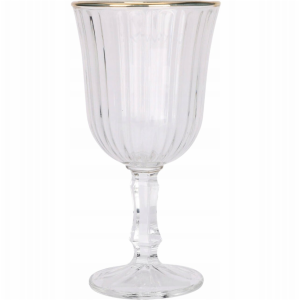 Vivalto Žebrovaná sklenice na víno se zlatým okrajem, 240 ml