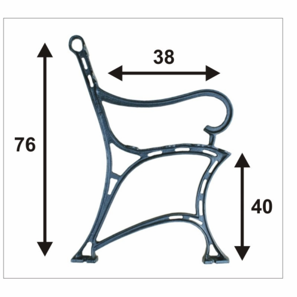 NoName Noha městské lavičky s područkou, 6 desek