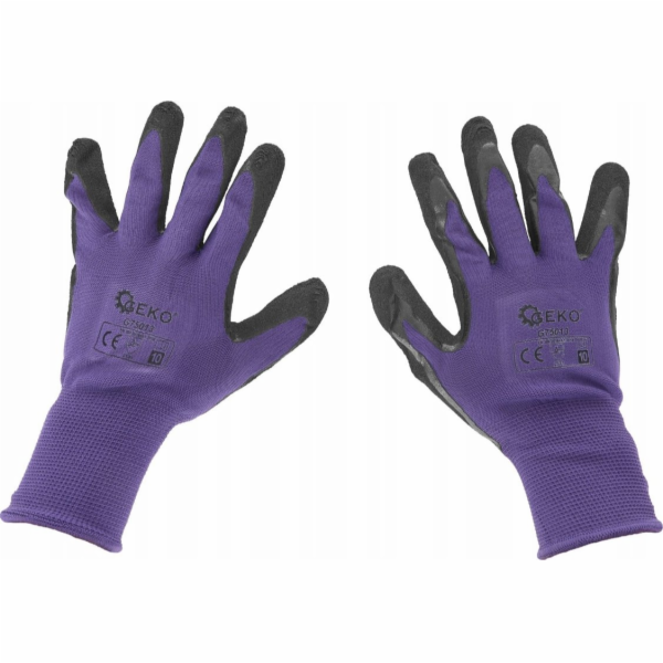 Geko Ochranné rukavice s povlakem velikost 10 – fialové (...