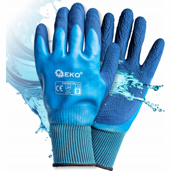 Geko Nepromokavé pracovní rukavice vel. 9 /polyester – la...