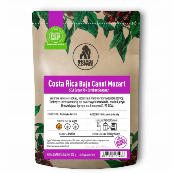 Ingagi Kávová zrna Costa Rica Bajo Canet Mozart 100g