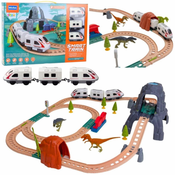 LeanToys Elektrická vláčkodráha s dinosauřím parkem se sv...