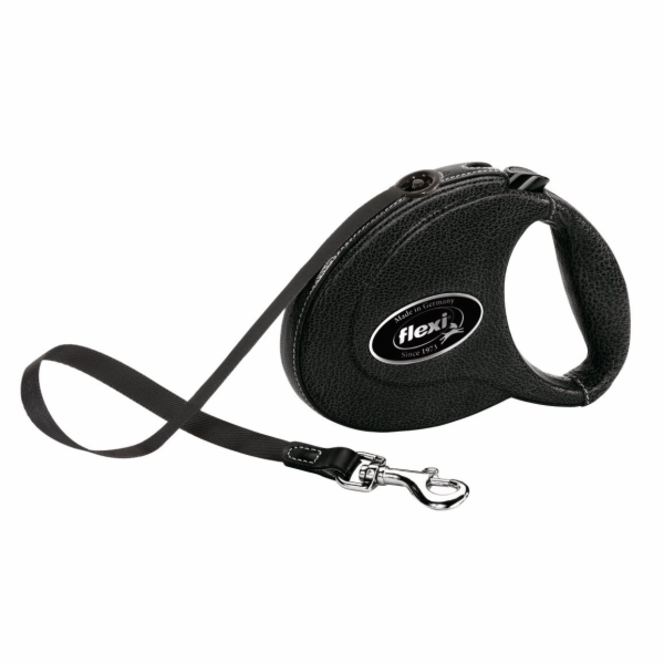 Flexi Vodítko Leather M pásek 5m černá kůže